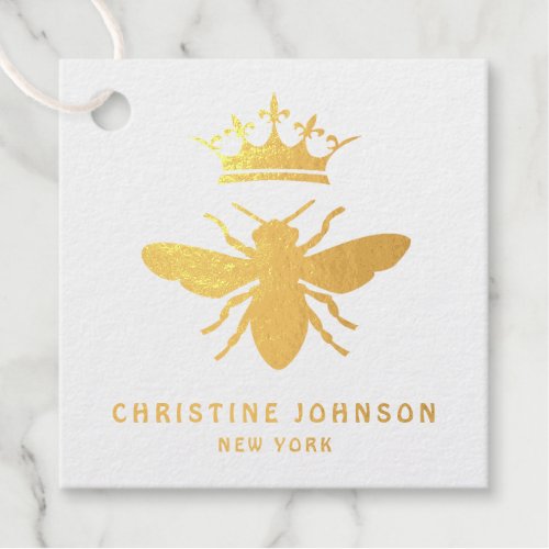 real foil Queen Bee design Foil Favor Tags