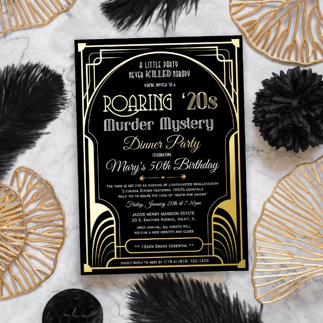 Real Foil Roaring 20s Murder Mystery Invitation Foil Invitation (Creator Uploaded)
