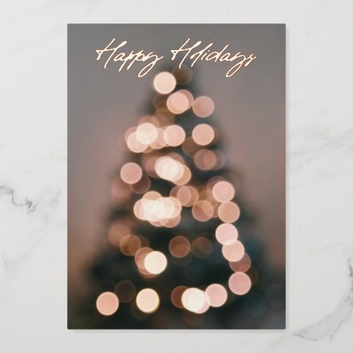 REAL FOIL Rose Gold Happy Holidays Christmas Tree Foil Holiday Card