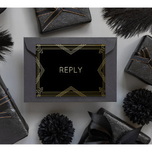 Real Foil RSVP Art Deco Geometric Gold Foil Meal Foil Invitation Postcard