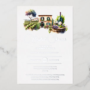 Real foil rustic winery landscape bridal shower invitation
