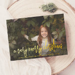 Real Foil Script & Stars Christmas Holiday Photo<br><div class="desc">Add some shine to your Christmas cards with real gold, silver, or rose gold foil! This classic and timeless metallic style is sure to add another level to your cards. Celebrate the season with this modern and simple holiday card from Cali Graphics. The front of this Christmas card features a...</div>