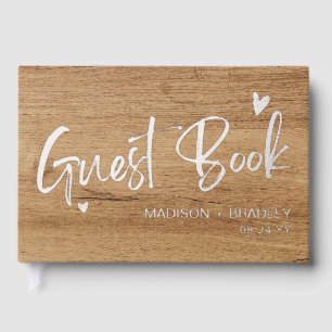 Real Foil Silver Calligraphy Script Wooden Wedding Foil Guest Book