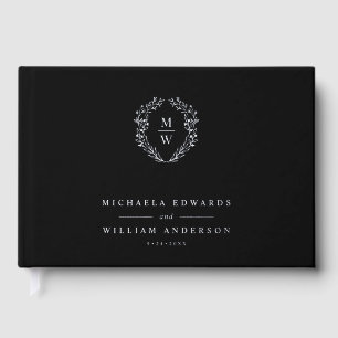 REAL FOIL Simple Elegant Botanical Wreath Wedding Guest Book