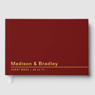 Real Foil Simple Modern Gold Script Wedding Foil Guest Book