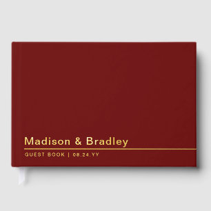Real Foil Simple Modern Gold Script Wedding Guest Book