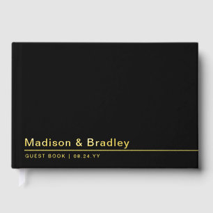 Real Foil Simple Modern Gold Script Wedding Guest Book