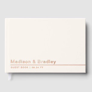 Real Foil Simple Modern Rose Gold Script Wedding Guest Book
