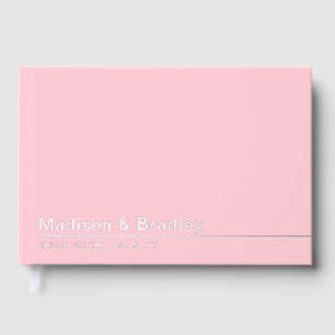 Real Foil Simple Modern Silver Script Wedding Guest Book