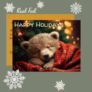 Real Foil Sleeping Bear Cub   Christmas Holiday