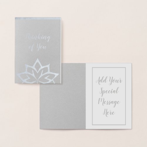 Real Foil Thinking of You Custom Silver Note Cards