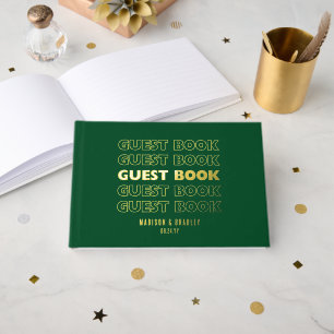Real Foil Trendy Modern Typography Wedding Guest Book
