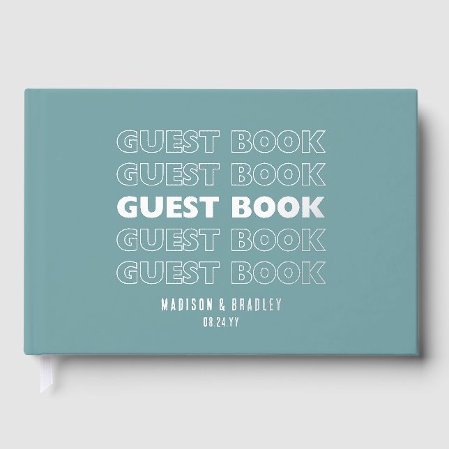Real Foil Trendy Modern Typography Wedding Guest Book (Front)