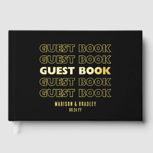 Real Foil Trendy Modern Typography Wedding Guest Book