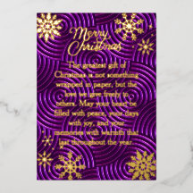 Real Foil Typography Purple Christmas Holiday Card