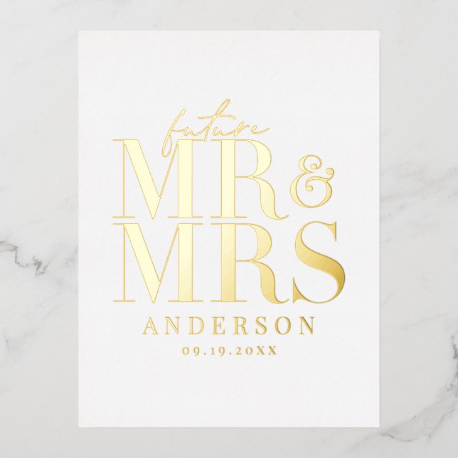 real foil typography save the date postcard (Front)