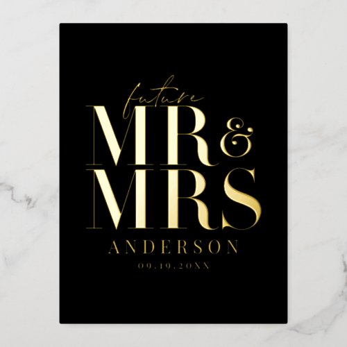 real foil typography save the date postcard