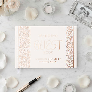 Real Foil Vintage Floral Cream  Wedding Foil Guest Book