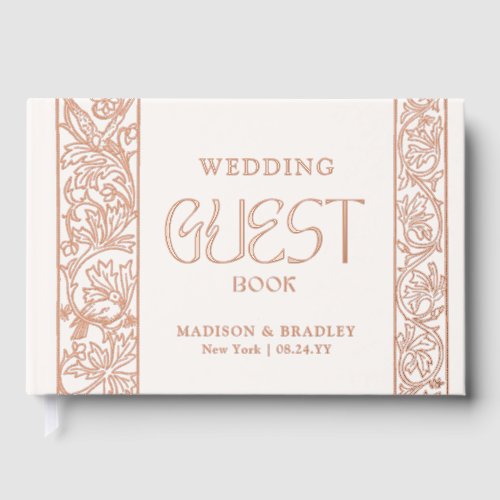 Real Foil Vintage Floral Cream  Wedding Foil Guest Book