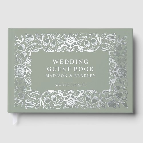Real Foil Vintage Floral Green Wedding