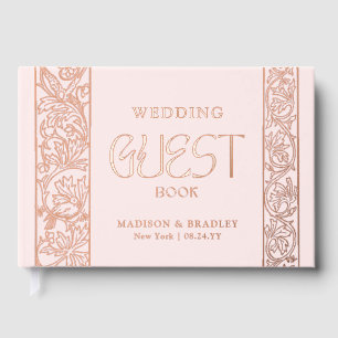 Real Foil Vintage Floral Pink Wedding Foil Guest Book