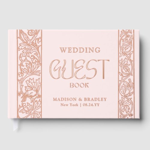 Real Foil Vintage Floral Pink Wedding Foil Guest Book