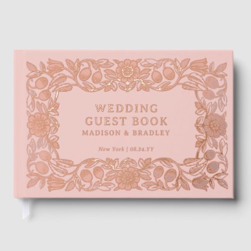 Real Foil Vintage Floral PinkWedding Foil Guest Book