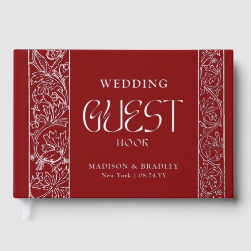 Real Foil Vintage Floral Red Wedding Foil Guest Book