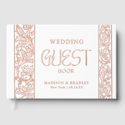 Real Foil Vintage Floral White Wedding Foil Guest Book