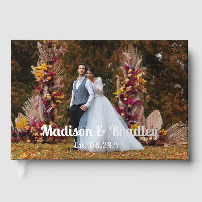 Real Foil Wedding Photo Personalized Names Foil Guest Book (Front)