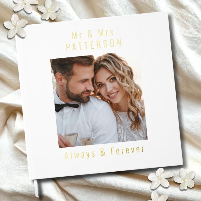 Real Foil Wedding Photo Personalized Names Foil Guest Book (Creator Uploaded)