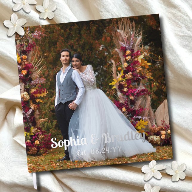 Real Foil Wedding Photo Personalized Names Foil Guest Book (Creator Uploaded)