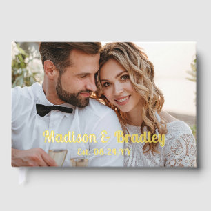 Real Foil Wedding Photo Personalized Names Foil Guest Book