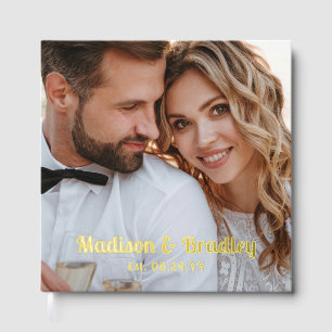Real Foil Wedding Photo Personalized Names Foil Guest Book