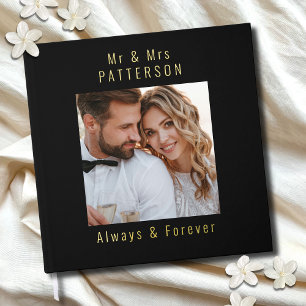 Real Foil Wedding Photo Personalized Names Guest Book