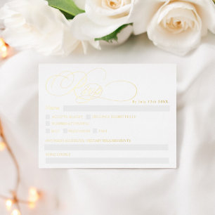 Real foil white calligraphy chic rsvp wedding holiday postcard