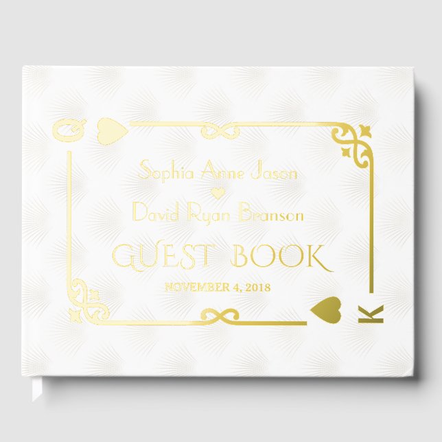 Real Foil White Casino Las Vegas Poker Wedding Foil Guest Book (Front)