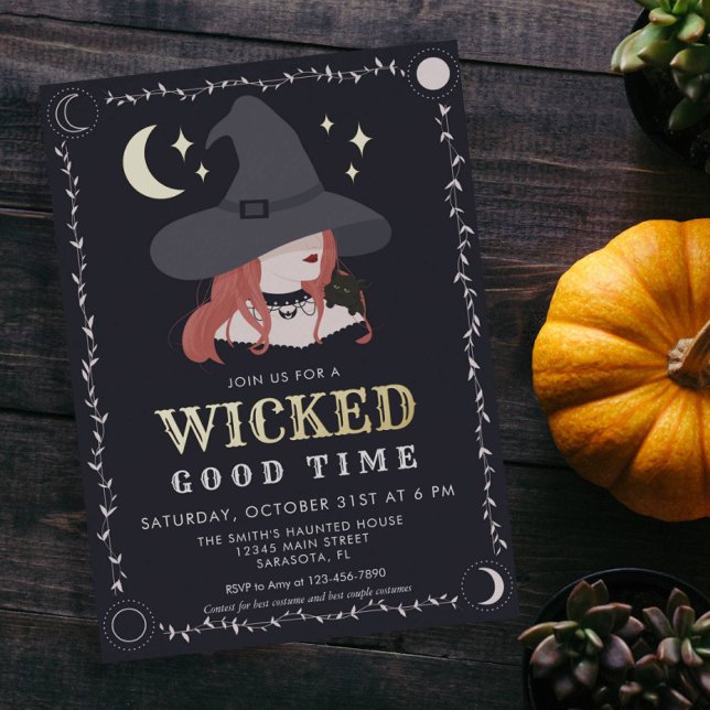 Real Foil Wicked Witch Halloween Party Invitation (Creator Uploaded)