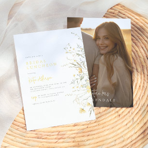 Real Foil Wildflower Elegant Bridal Shower Photo Foil Invitation