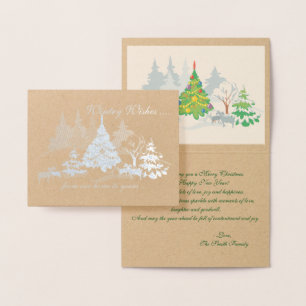 Real Foil  Wintry Wishes Christmas Goats Card