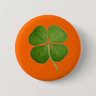Real Four Leaf Clover Pinback Button