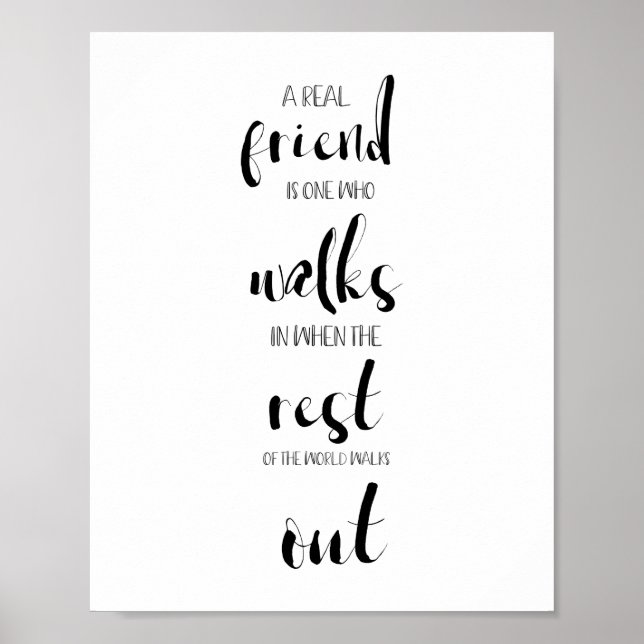 real friendship quote typography inspiring sweet poster (Front)
