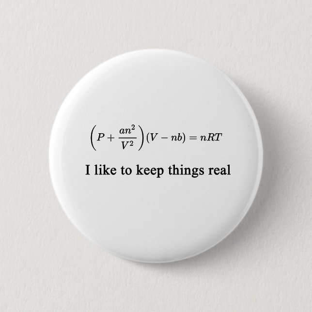 Real Gas of Van der Waals equation, physics basics Button (Front)
