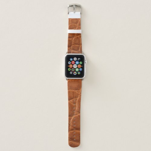 Real genuine tan brown alligator leather texture  apple watch band