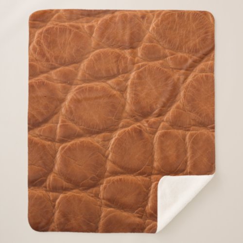 Real genuine tan brown alligator leather texture  sherpa blanket