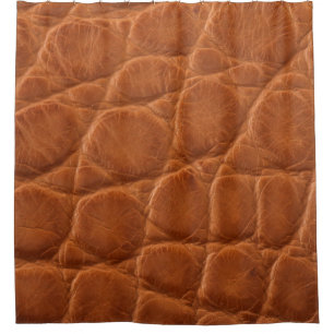 Real genuine tan brown alligator leather texture, shower curtain