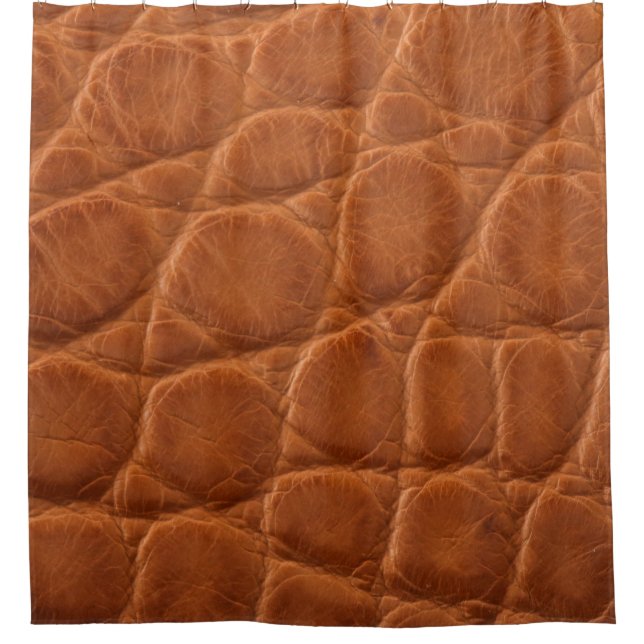 Real genuine tan brown alligator leather texture,  shower curtain (Front)