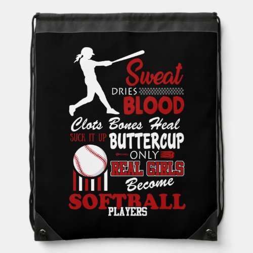 Real Girls Become Softball Players Gift Drawstring Bag
