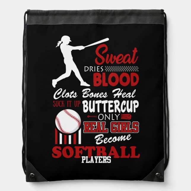 Real Girls Become Softball Players Gift Drawstring Bag (Front)