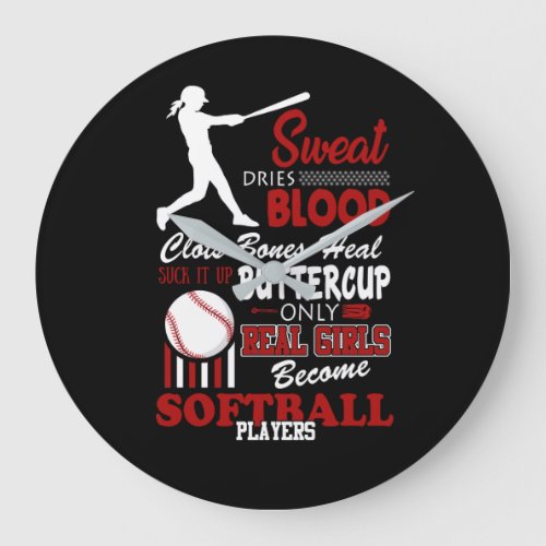 Real Girls Become Softball Players Gift Large Clock